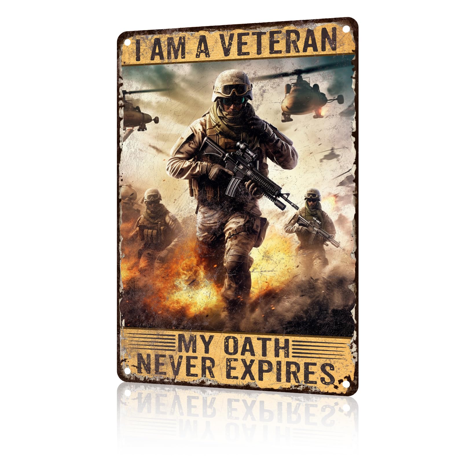 Anceky Funny Wall Decor I am A Veteran My Oath Never Expires Vintage Metal Signs Garden Tin Sign for Home Outdoor Wall Decor 12×16 Inch