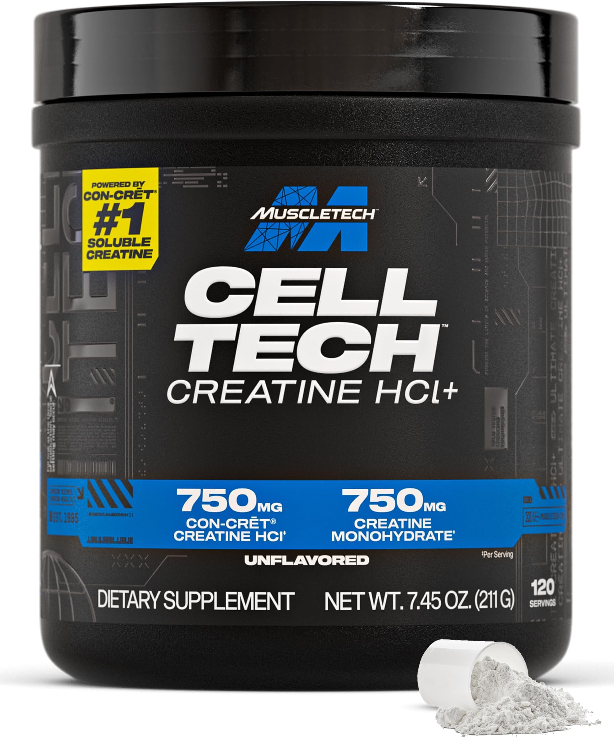 Cell-Tech Creactor Creatine HCl Powder | Post Workout Muscle Builder for Men & Women | Creatine Hydrochloride + Free-Acid | Unflavored (120 Servings)