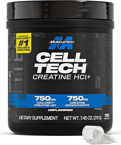 MuscleTech Cell-Tech Creactor Creatine HCl Powder, Post Workout Muscle Builder for Men & Women, Creatine Hydrochloride + Free-Acid, Unflavored (120
