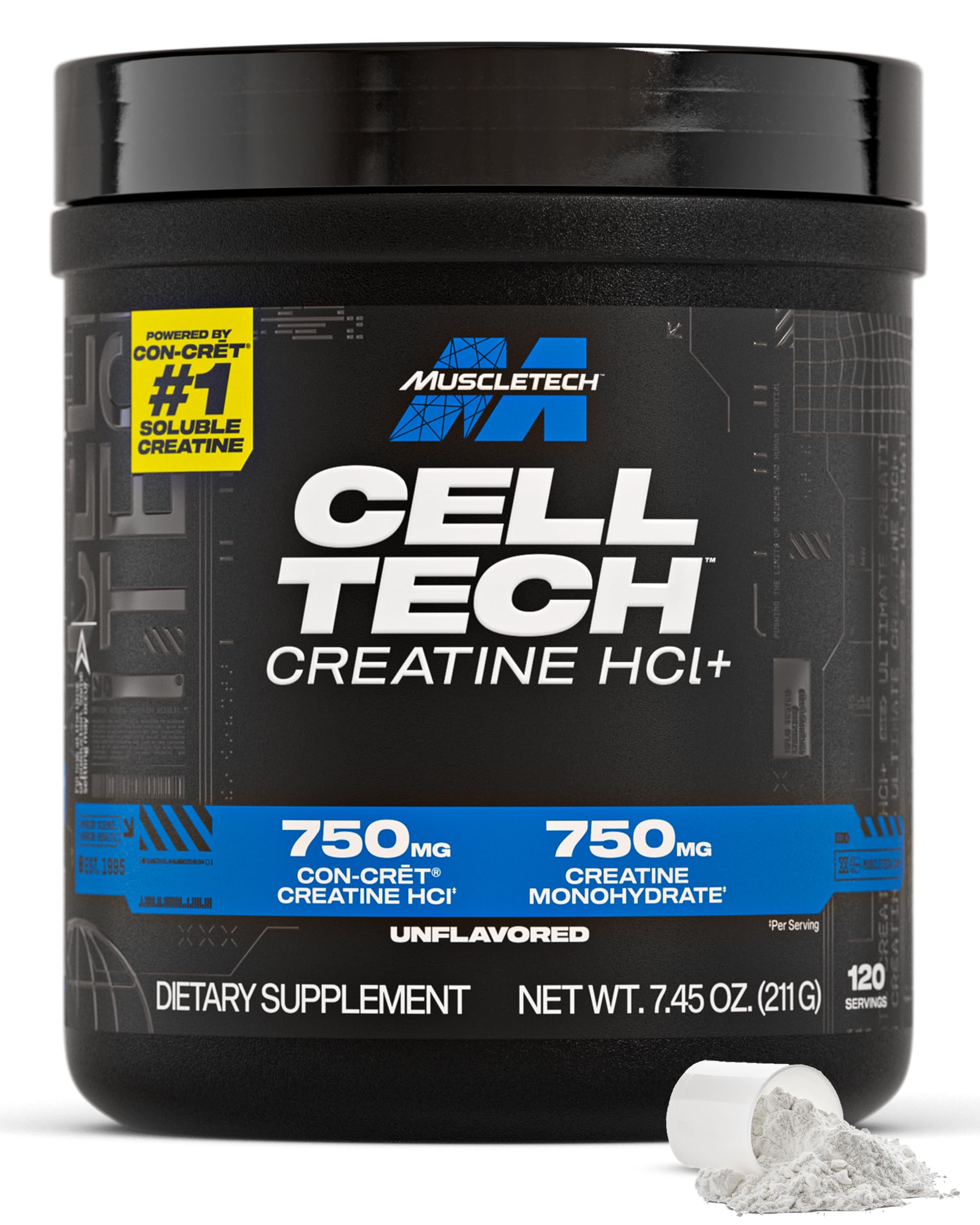 MuscleTech Cell-Tech Creactor Creatine HCl and Free-Acid Creatine Increase Muscle Building, Boost Strength, Improve Performance & Fast Recovery Post-Workout Drink, Unflavored 120 Serving