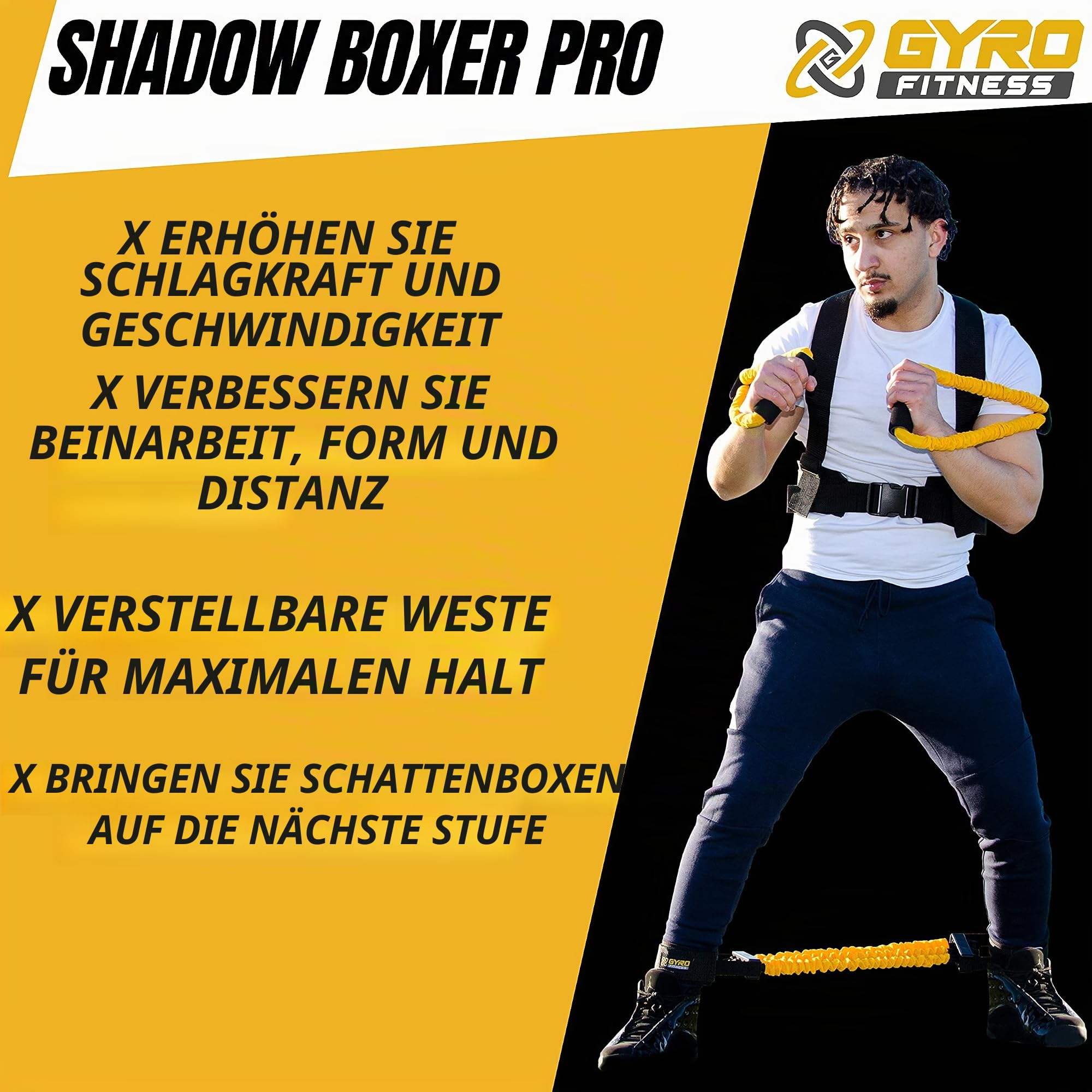 GYRO Fitness | Shadow Boxer Pro | Box-Widerstandsbänder-Set für Schattenboxen, kommt mit Knöchel-Widerstandsbändern mit Manschetten und Knöchelriemen | ideale Ergänzung für Ihre Heimboxausrüstung