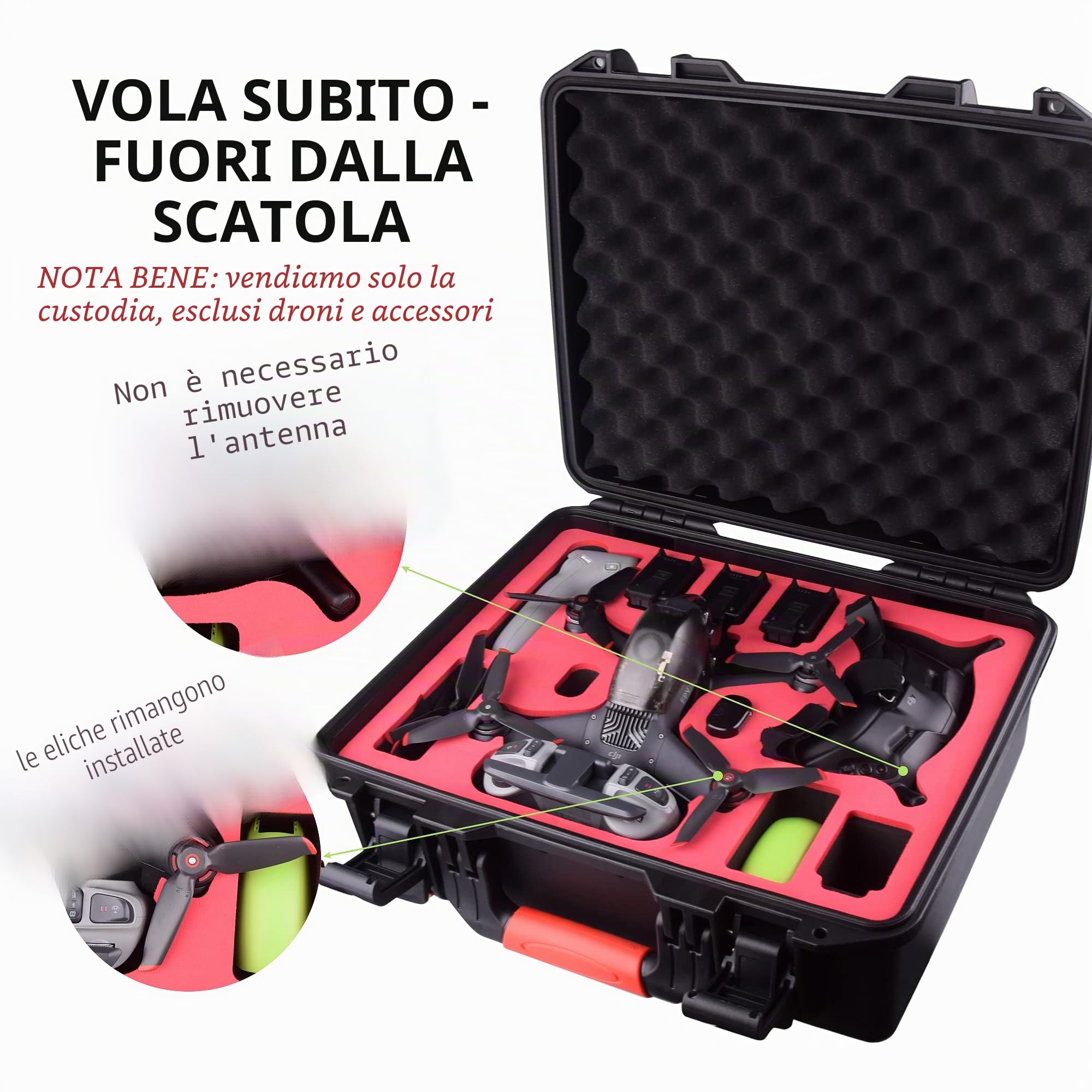 FPVtosky Custodia professionale per DJI FPV - Custodia per il trasporto per DJI FPV Fly More Combo - Contiene 5 batterie, 2 set di eliche [droni e accessori non inclusi]