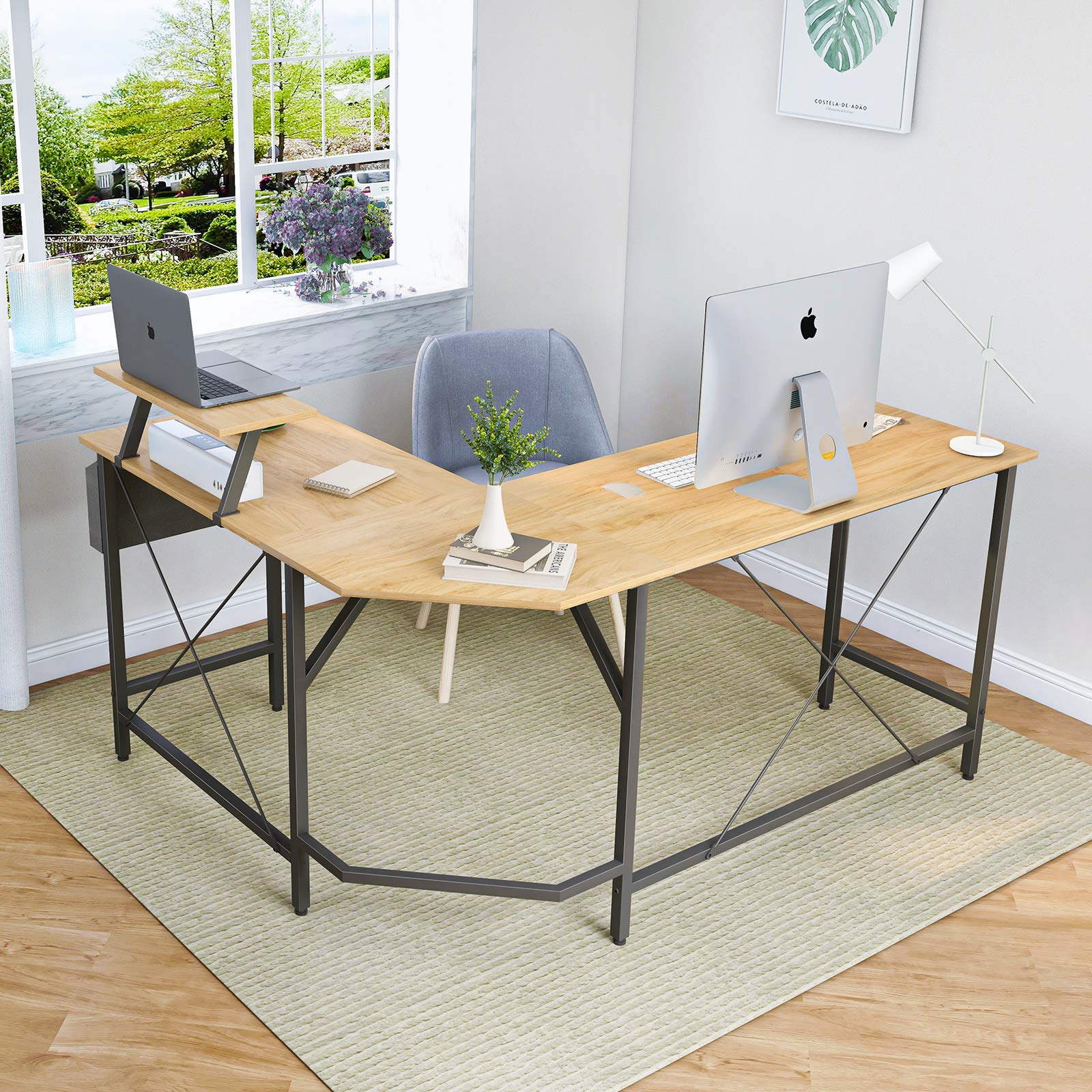 Cubiker Modern LShaped Computer Office Desk, Corner Gaming Desk with