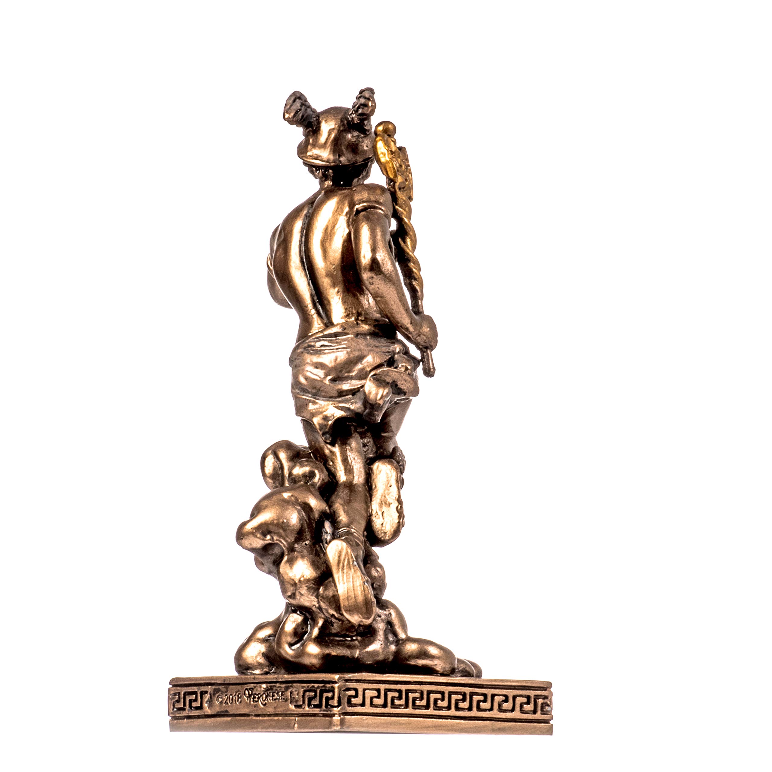 Statue Hermès Mercure Dieu Grec – Albâtre Doré 17 Cm – Sculpture Romaine Mythologique Artisanale – Décoration Maison & Bureau