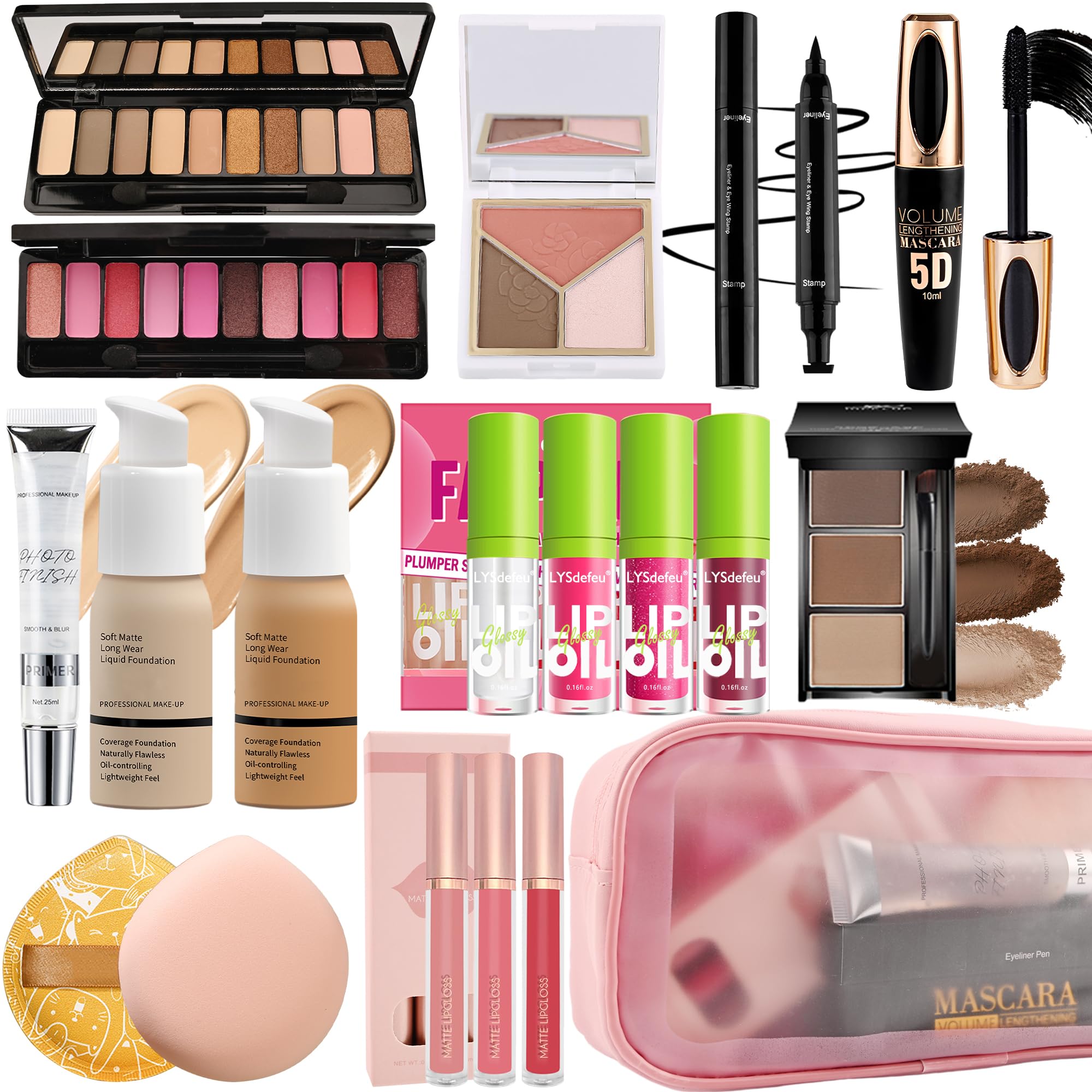 All in One Makeup Kit for Women Full Kit,Travel Makeup Kit for Teens,Make Up Gift Set with Everything,Foundation Eyeshadow Lip Gloss Eyebrow Blush