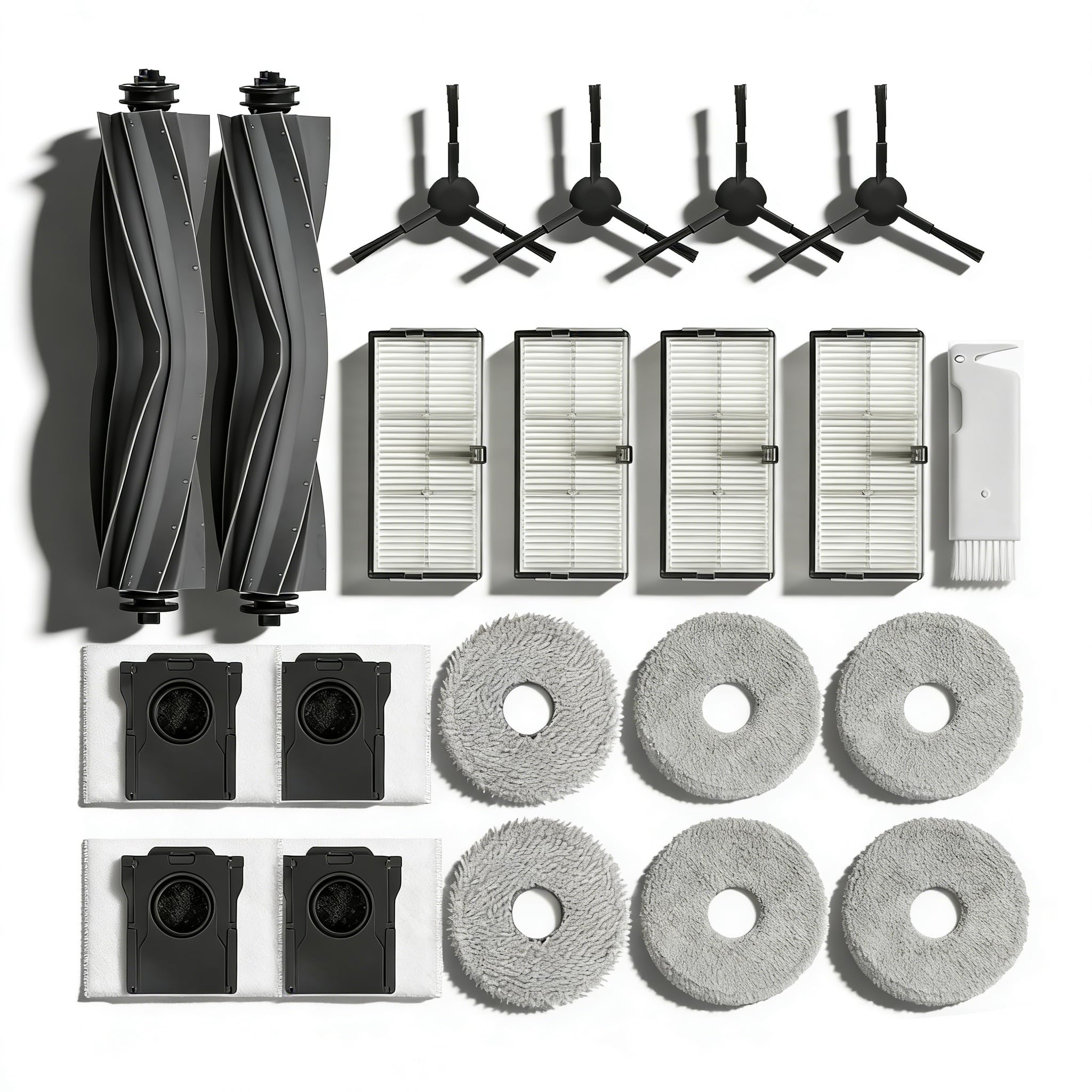 JoyBros Accessories for Dreame L10s Ultra Gen2/L40 Ultra AE/L10s Pro Ultra Heat/X30 Ultra/Mova E30, Mop Pads X6, Dust Bag X4, Filter X4, Main Brushes X2, Side Brushes X4 Replacement Parts