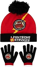Disney Hat And Gloves | Lightning McQueen Hat And Gloves | Cars Boys Winter Set | Official Cars Merchandise | One Size Black