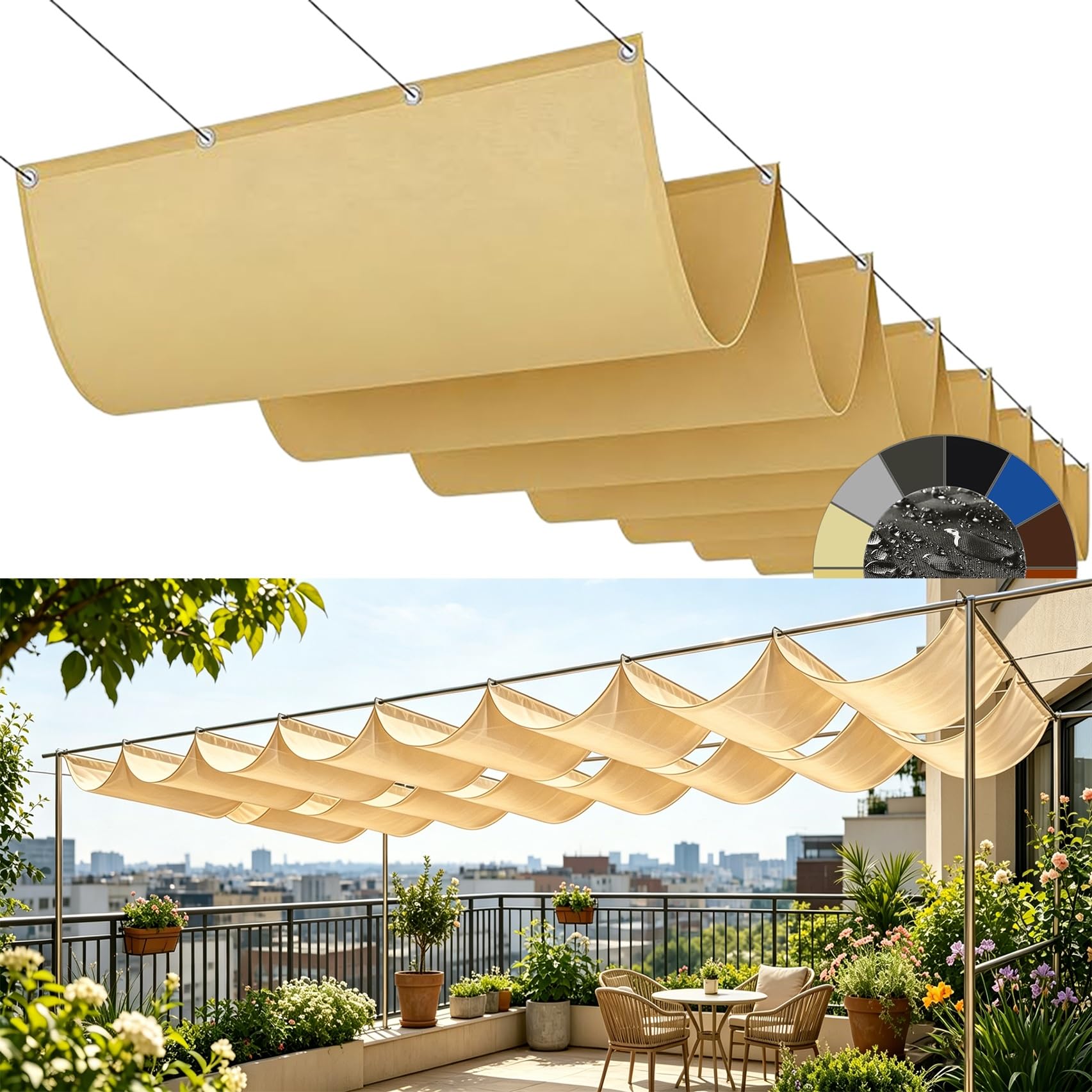 Amazon.co.jp: 格納式ウェーブサンシェードセイル 30 x 390 cm 高い