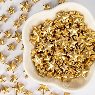 Twisweet Gold Sprinkles 130g, Edible Gold Stars for Cake Decorating, Mix Size Star Sugar Sprinkles Baking Candy, Cupcake Topper Ice Cream Cookie Cake Decorations, Christmas Wedding Birthday Supplies