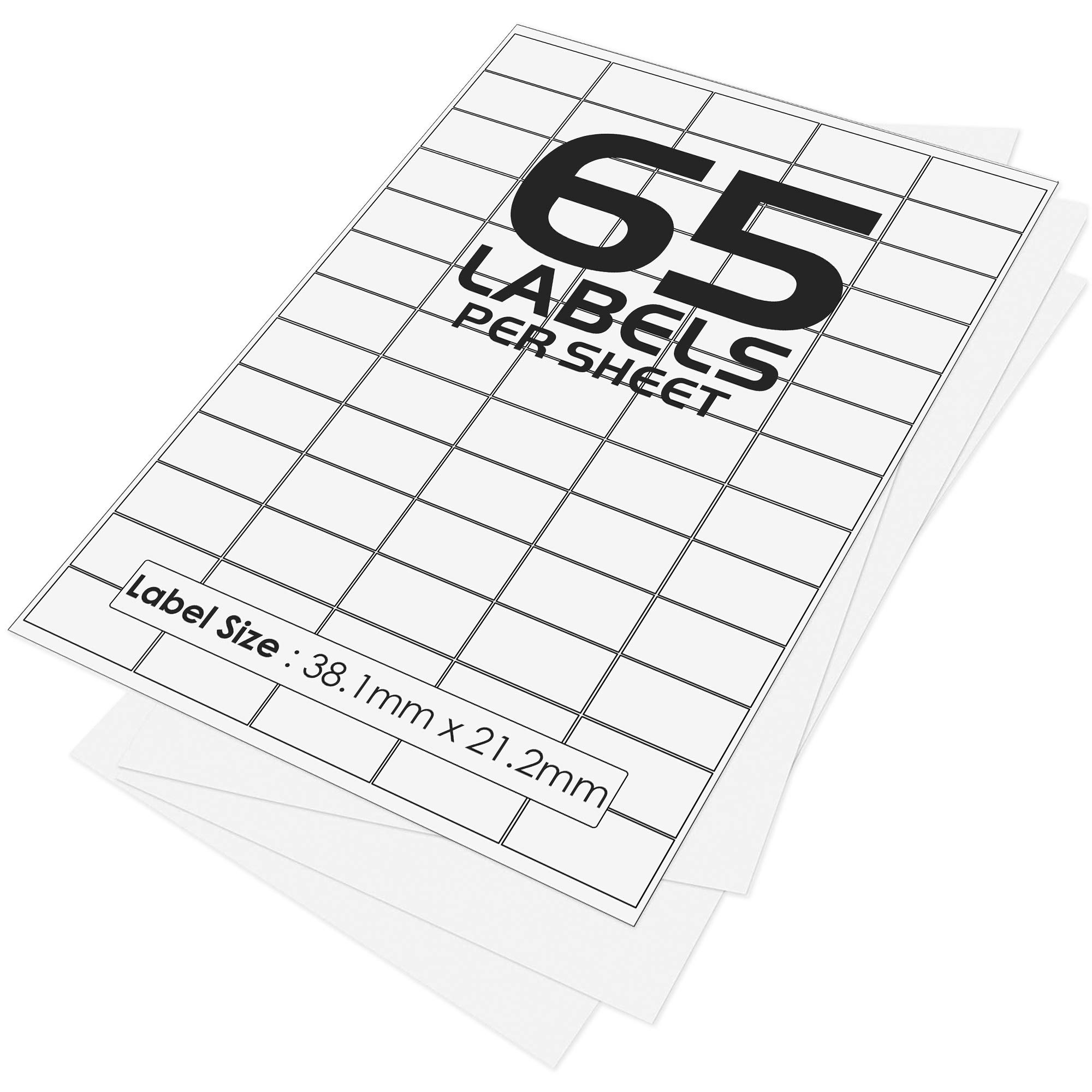 65 Per Page/Sheet, 200 Sheets (13000 Sticky Label), iSOUL White Blank Matt Self-Adhesive A4 Address Shipping Labels Stickers, Laser Inkjet compatible L7651/J8651 Printer Paper, 38.1 X 21.2 mm JAM FREE