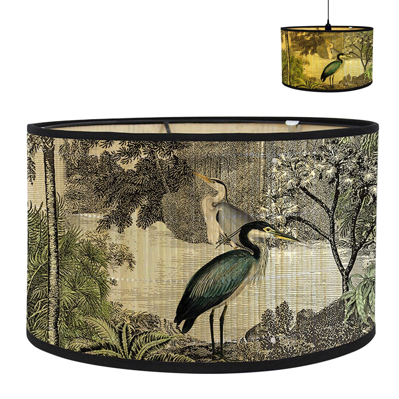 Stoff Lampenschirm aus Leinen | Handgefertigter Lampenschirm für Stehlampe, Hängelampe & Tischlampe | E27-Fassung | Blendfreies Licht Lampshade | Ø30cm x H20cm (A-Hor)