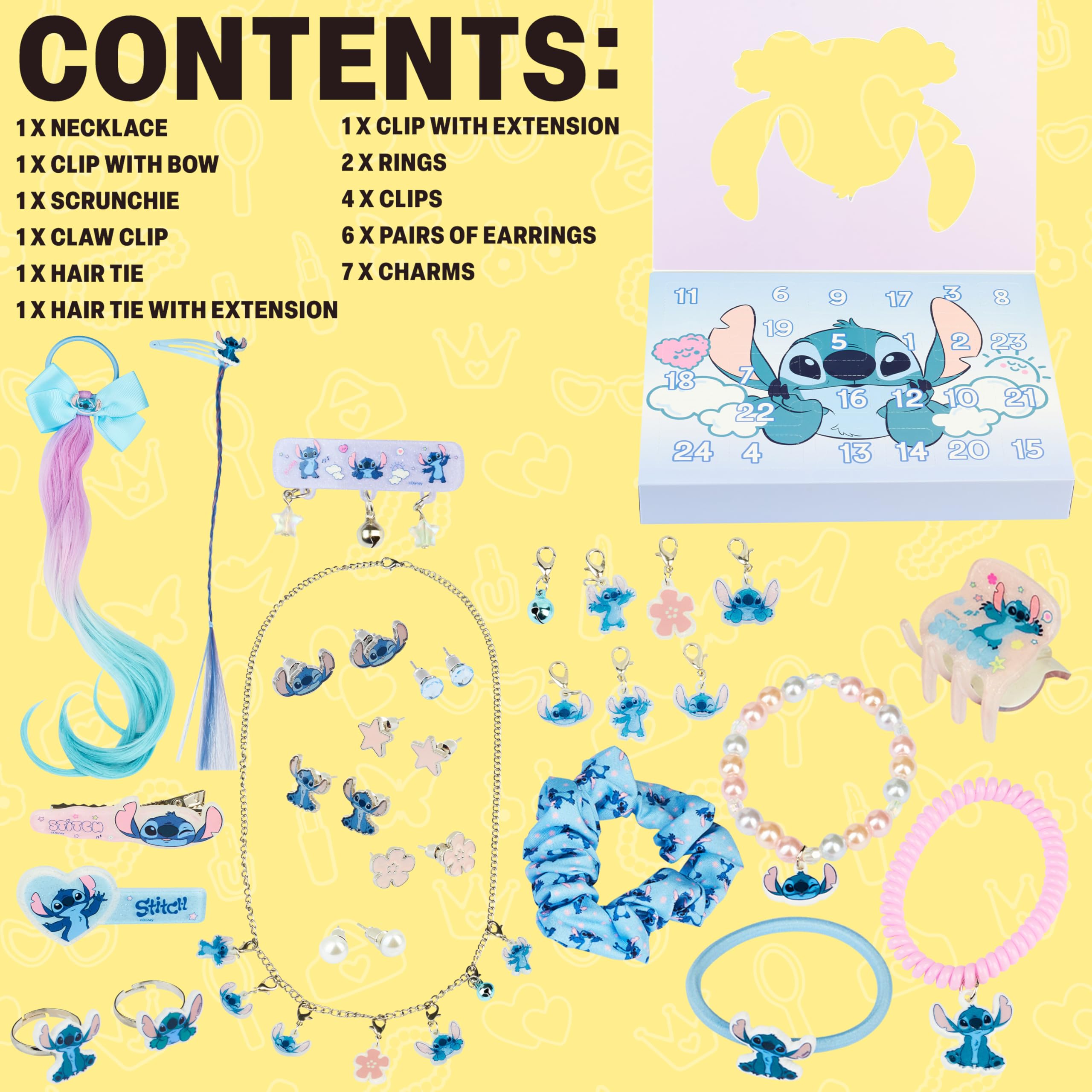 Get Trend Disney Stitch Calendario Avvento 2025 Ragazza, Accessori Capelli e Gioielli, Mollette Capelli Scrunchies, Xmas Regalo Ragazza (Lilla Stitch)
