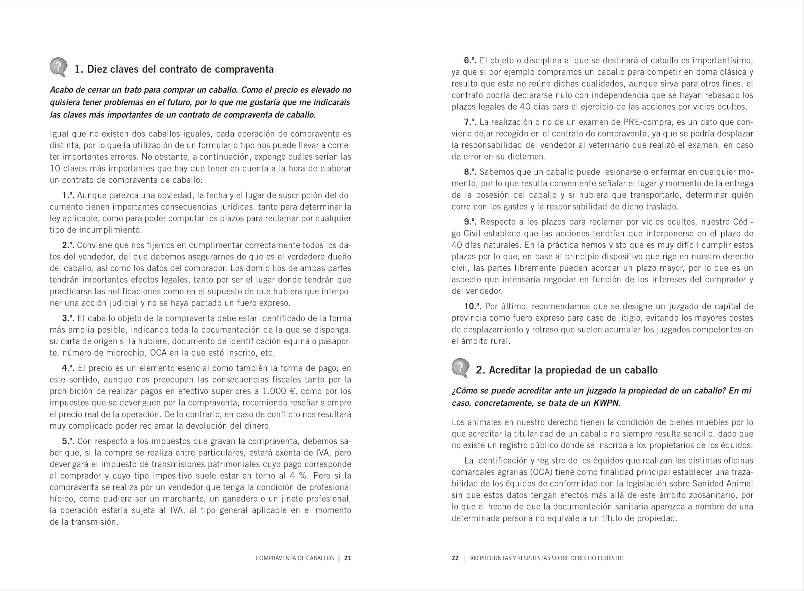 300 preguntas y respuestas sobre derecho ecuestre