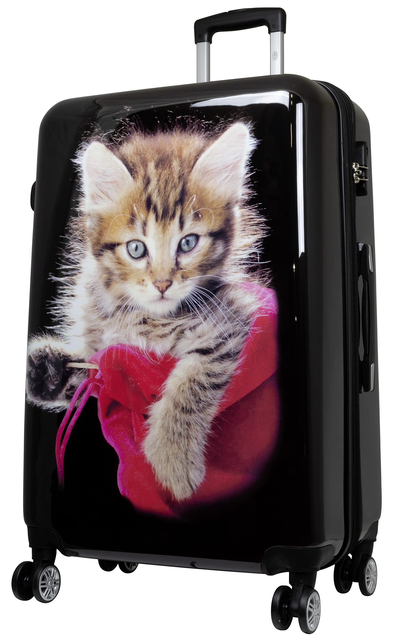 Reisekoffer Motiv Katze 77 cm 94 Liter 4 Räder Bunt Zahlenschloss