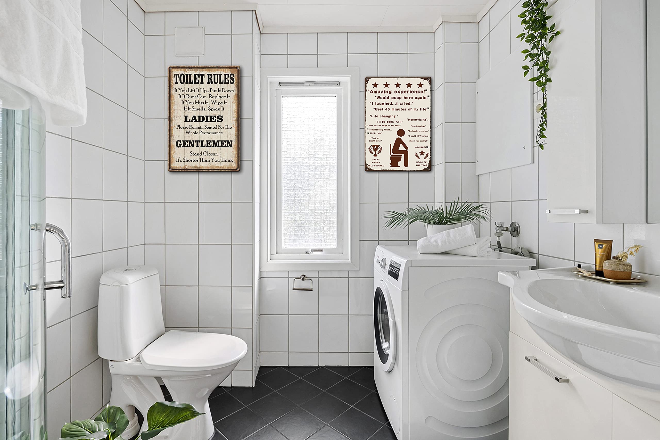 Amazon.com: Funny Toilet Rules Warning Sign Metal Tin sign Retro
