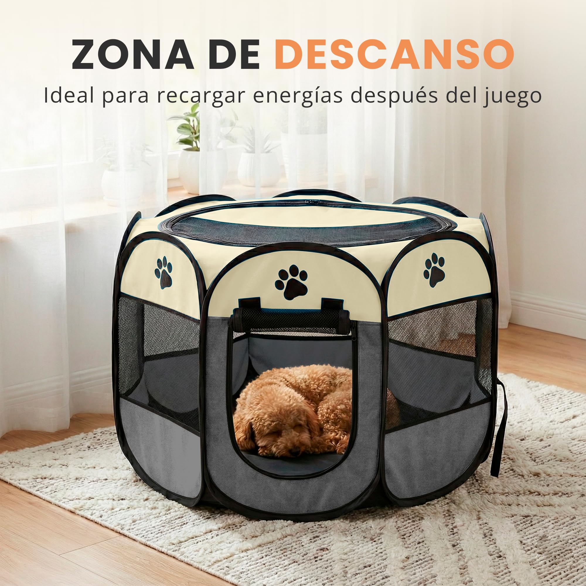 JUPPLIES Recinto Pieghevole per Cani e Gatti – Box Portatile in Tessuto Oxford Impermeabile, per Cuccioli e Animali da Interno o Esterno, Montaggio Rapido Senza Attrezzi (Grigio, 73x73x43cm, 8)