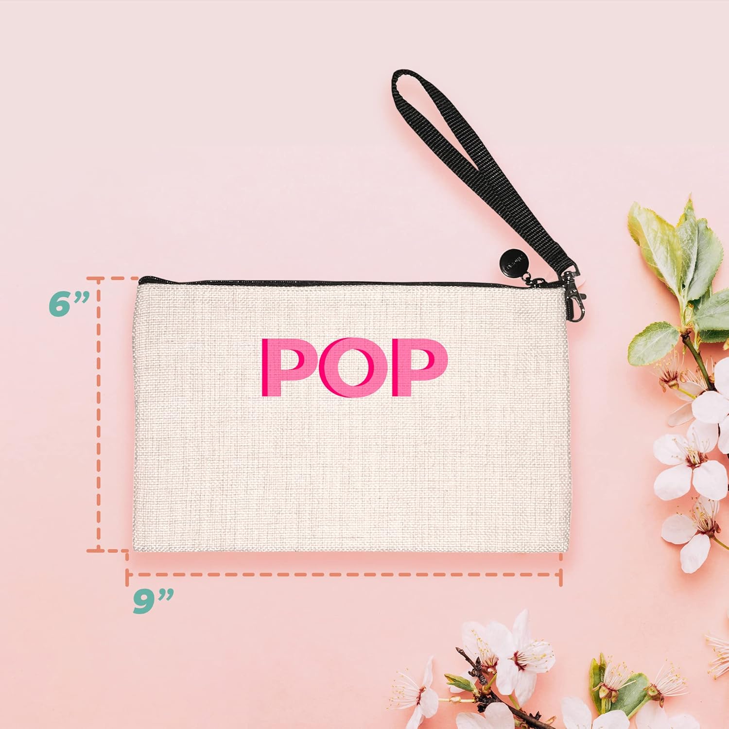 Pattern Pop - Personalized Bridesmaid Cosmetic Bag - Graphic Canvas Cosmetic Bag - Personalized Wristlet - Great for Gifting - 9” x 6” - Modern Monogram