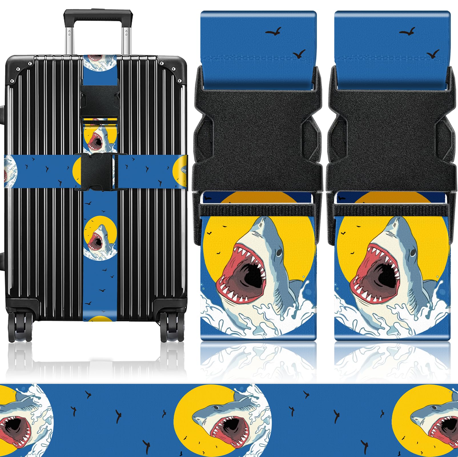 Slohif Luggage Straps for Suitcases Travel Belt Accessories Luggage Connector Identifiers 2 Pack Over Handle with Buckle Unique Nylon Adjustable Strap