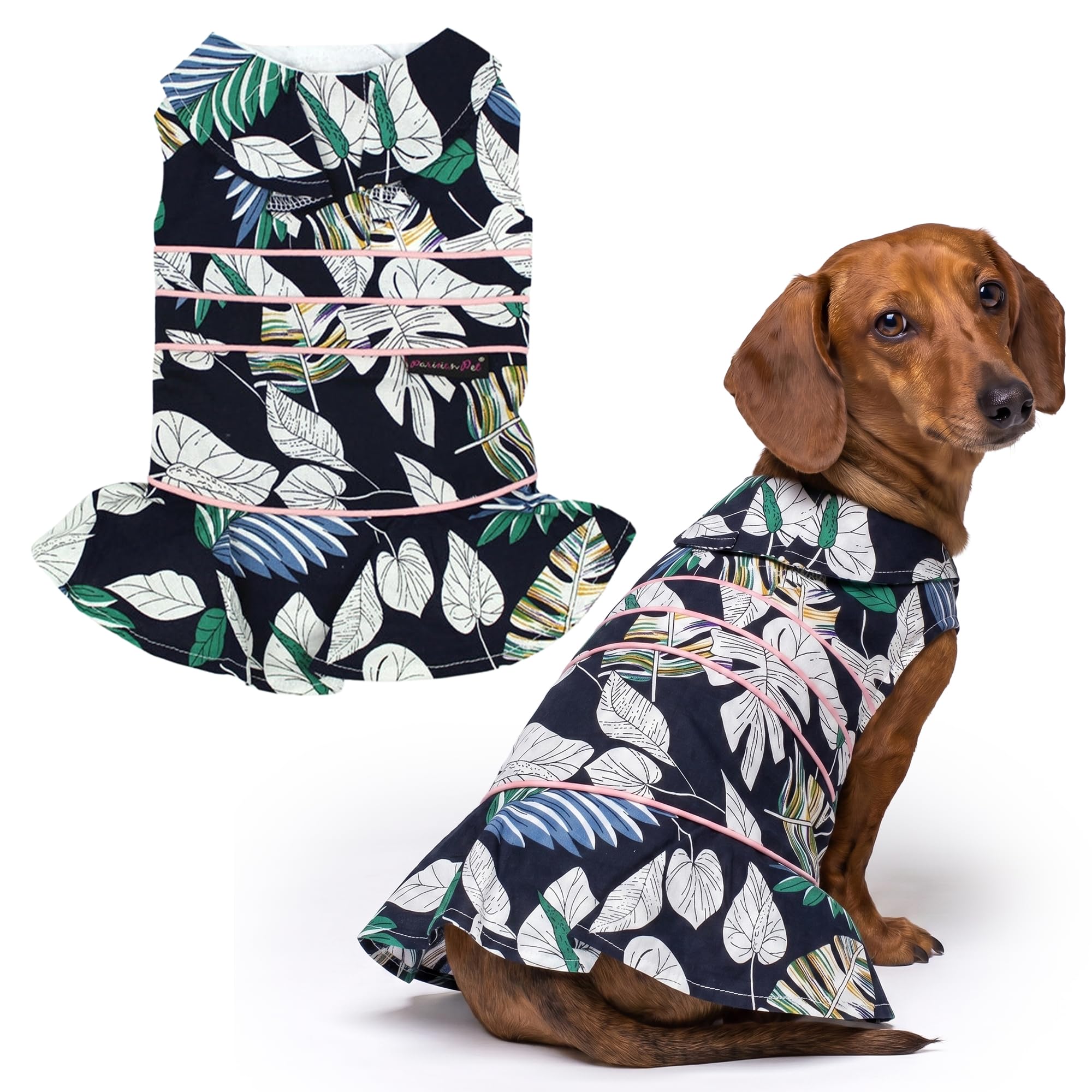 Robe parisienne pour chien feuilles de palmier vêtements d'été chiot chat L