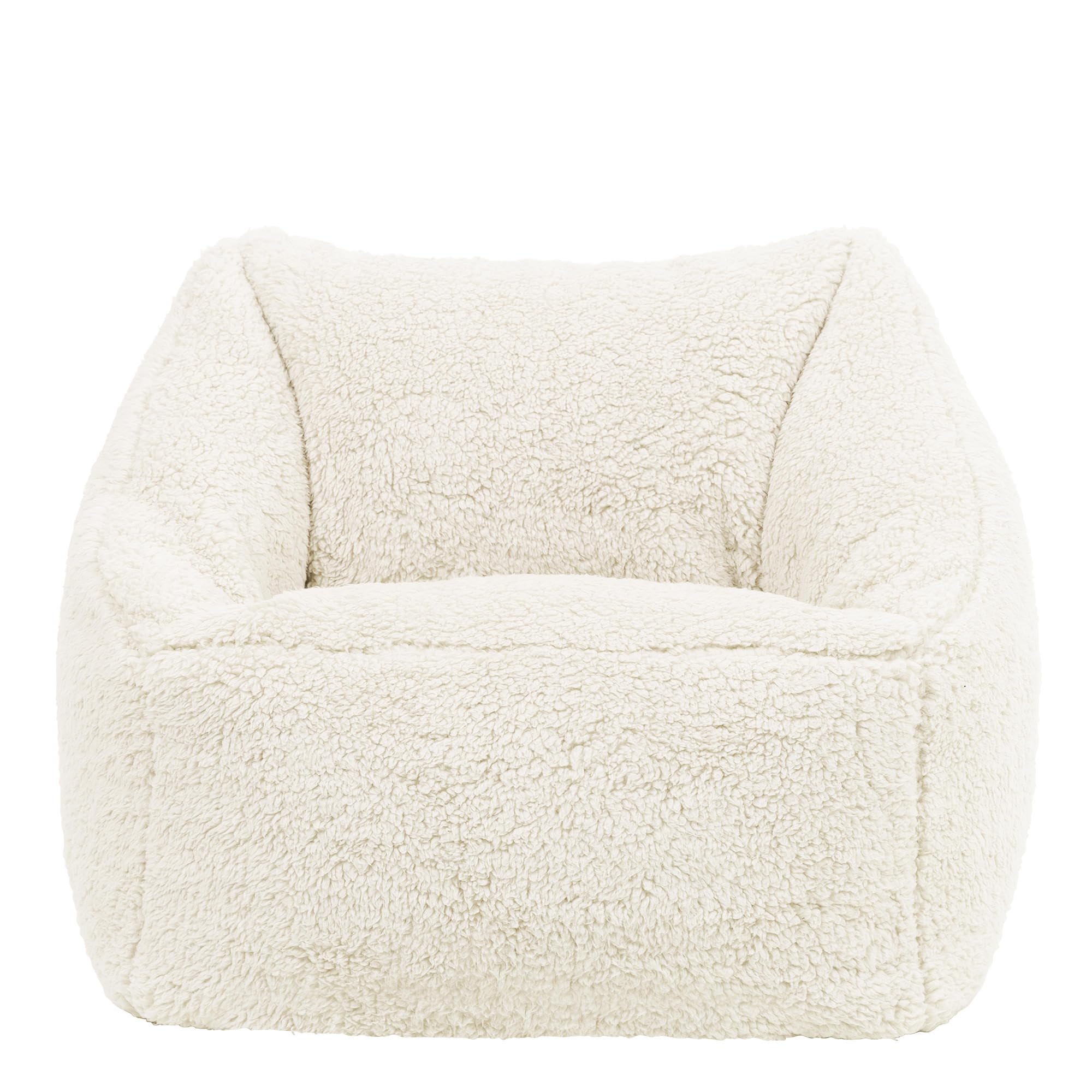 Icon Natalia Teddy Pouf Enfant, Tissu Bouclé, pour Poire avec Remplissage, Chaise Enfant, Fauteuil Chambre, Meuble Chambre, Meuble Salon, Crème