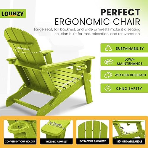 Miniatura 5 de LOUNZY Silla Adirondack plegable, color lima