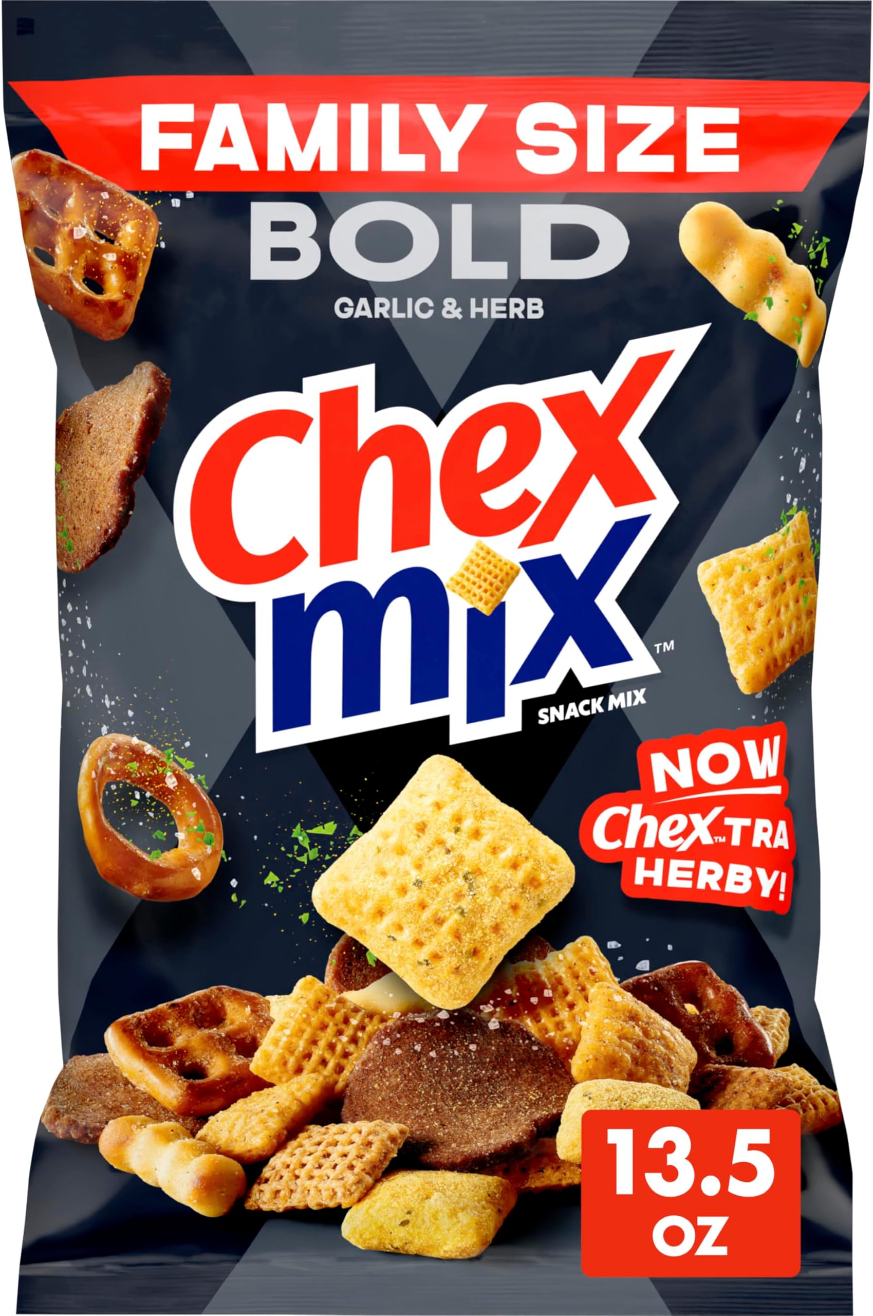 Bold Garlic and Herb Snack Mix, Family Size, Snacks, 13.5 oz