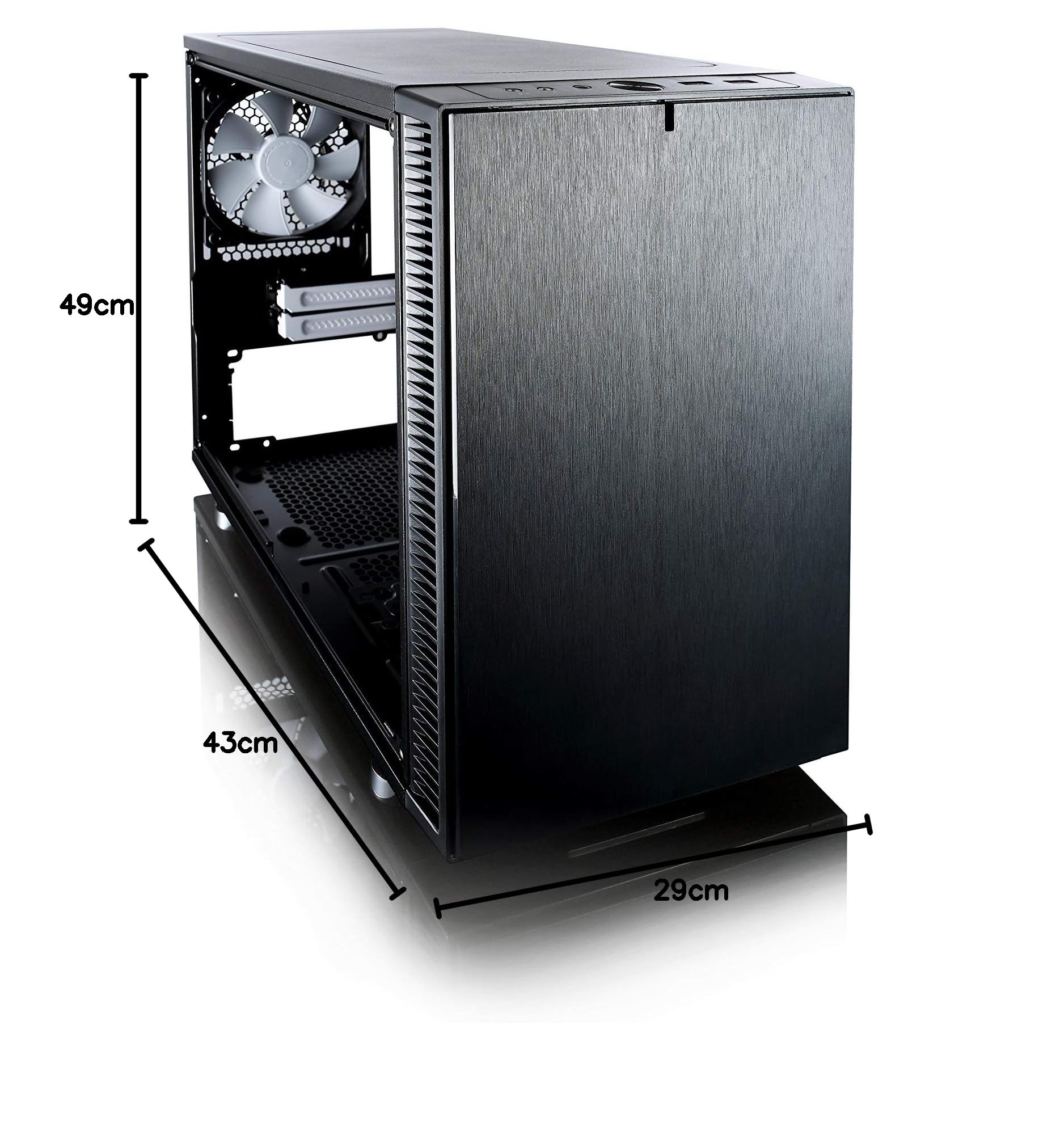 Fractal Design Nano S Window - Mini Tower Computer Case - ITX - Optimized for High Airflow and Silent Computing with ModuVent Technology -2x Fractal Design Dynamic X2 GP-14 Fans included -Black Window
