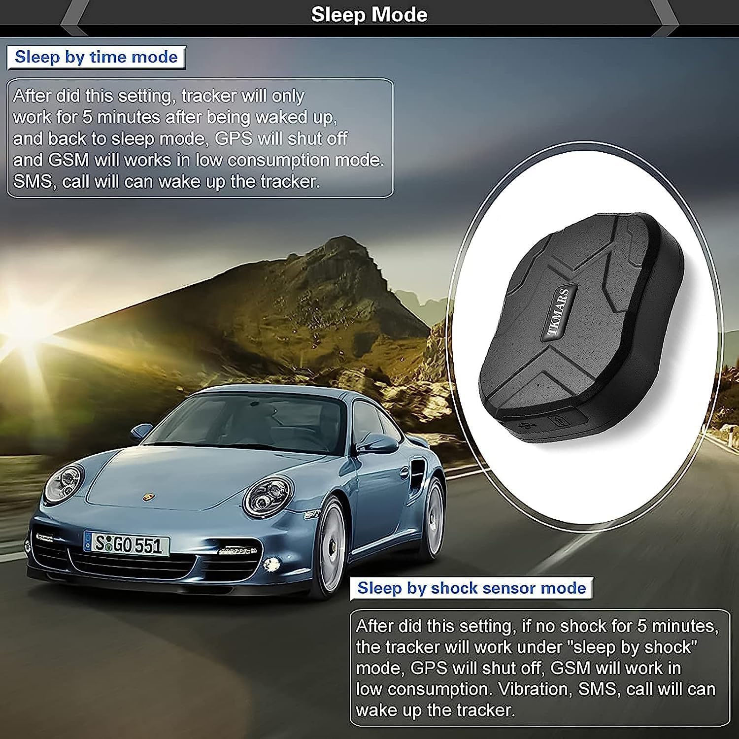 TKMARS GPS Tracker Ohne ABO Auto GPS Tracker mit Kostenloser App, Kein Abonnement Erforderlich, 90 Tage über Standby-Zeit, Starke Magnetische Wasserdicht. 5000mah