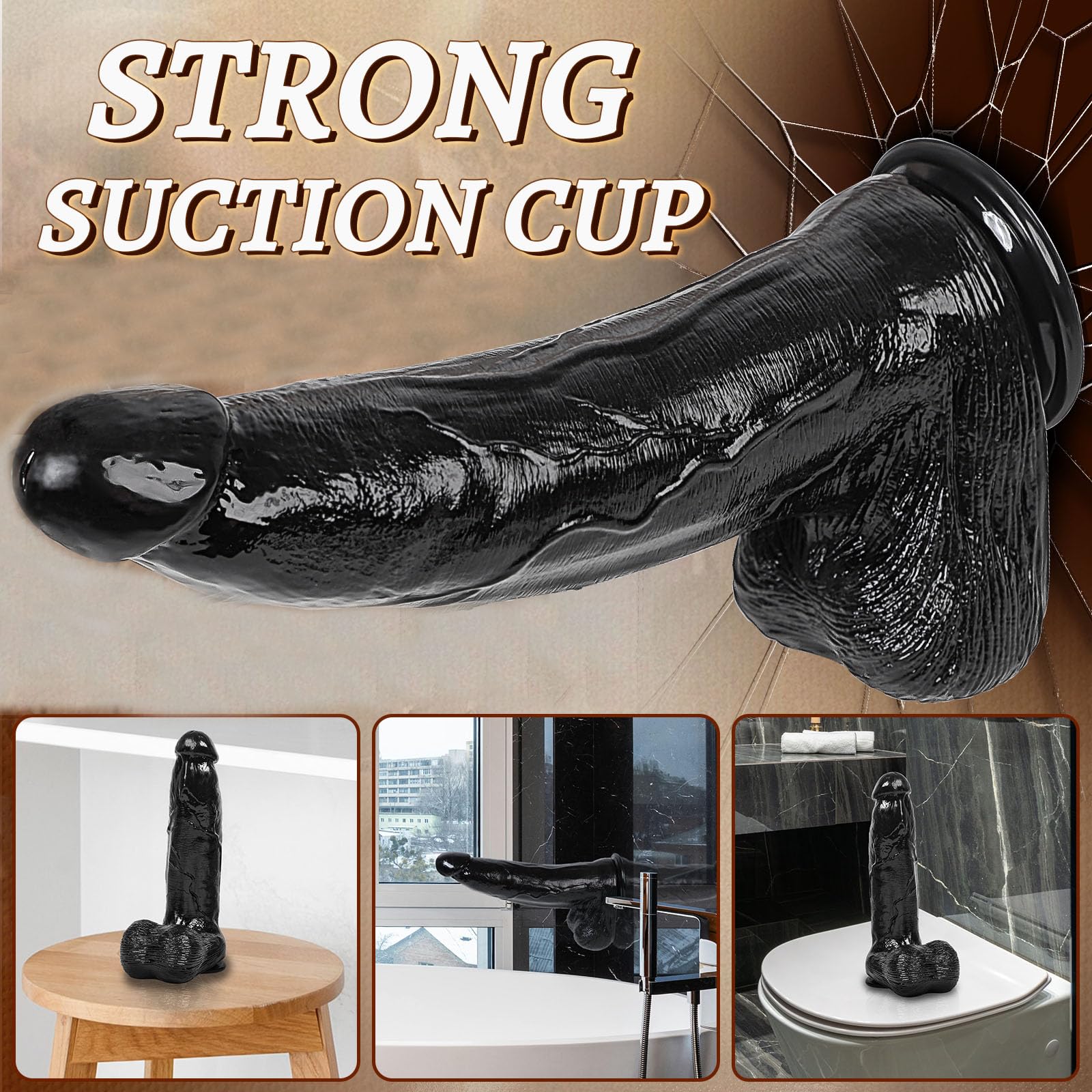32 cm Consolador XXL Gigante Realista y 7 cm de Ancho Diámetro, Consolador Gigante Negro con Ventosa Fuerte, Juguete Sexual Grueso y Grande para Adultos, Hombres y mujeres