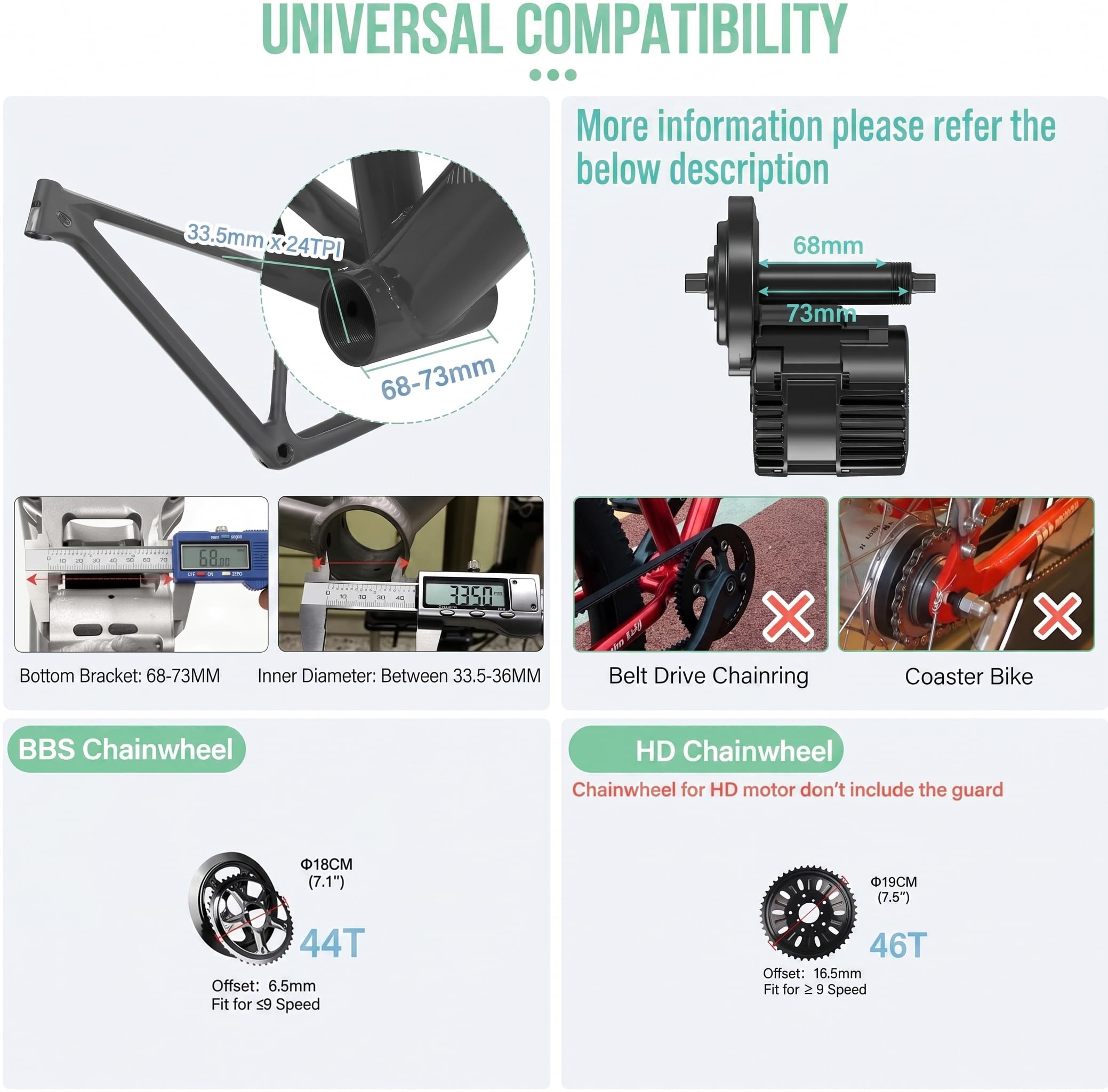 BAFANG BBS01B BBS02B 36V 48V 250WUART/CAN Motore Centrale per MTB Road Bike City Bike Kit Bici elettrica Kit di conversione con Batteria agli ioni di Litio da 36V 48V 52V Opzionale