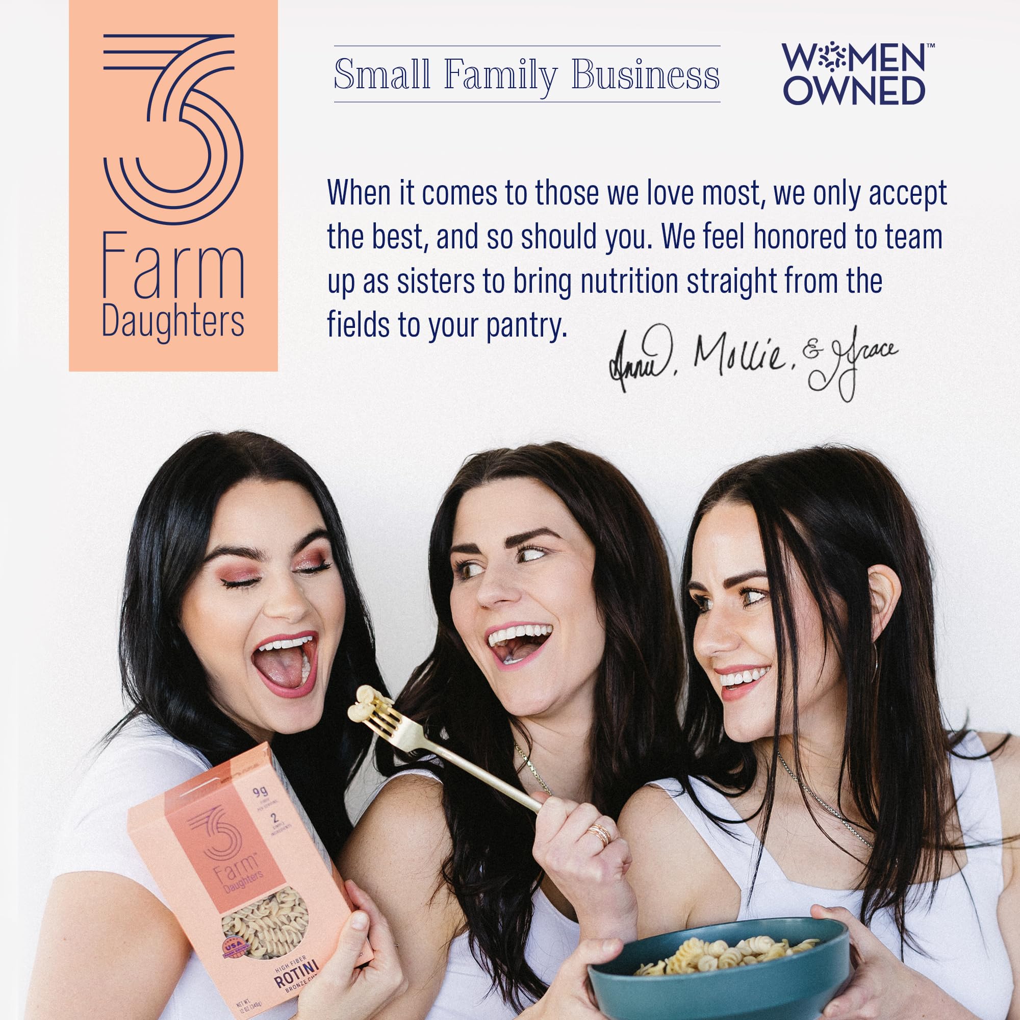 Three Farm Daughters High Fiber Elbow Macaroni Pasta Pack, Low GI, Non GMO Elbow Pasta Noodles, Low Net Carb, Made in the USA, 12 oz. (2 Pack)