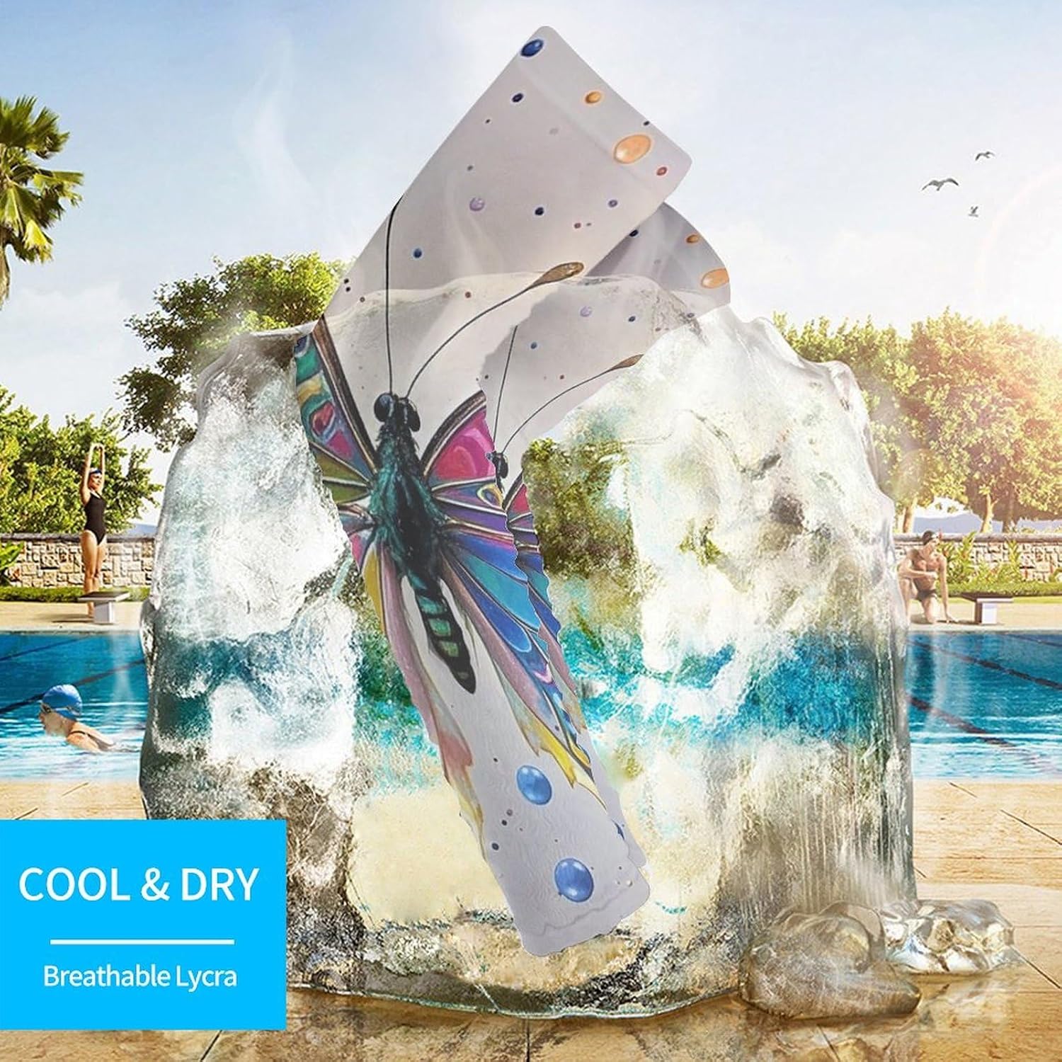Butterfly Drip Spray Watercolor Arm Sleeves for Men Women Sun Protection Sleeves Cooling Compression Arm Covers