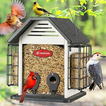 Kingsyard Large Recycled Poly Lumber Bird Feeder for Outdoor Hanging