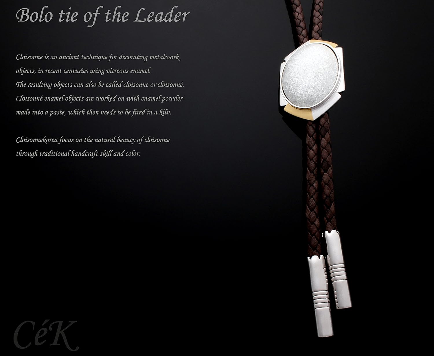 Bolo Tie Cloisonne Silver Genuine Leather The Leader Collection Integrity Brown Cord Free Edition