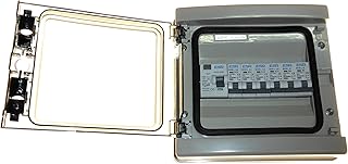 ESR RCD consumer unit + 6 x MCB - 63 amp 30mA trip switch and 2x 6A, 2x 16A, 2x 32 amp circuit breakers waterproof IP65