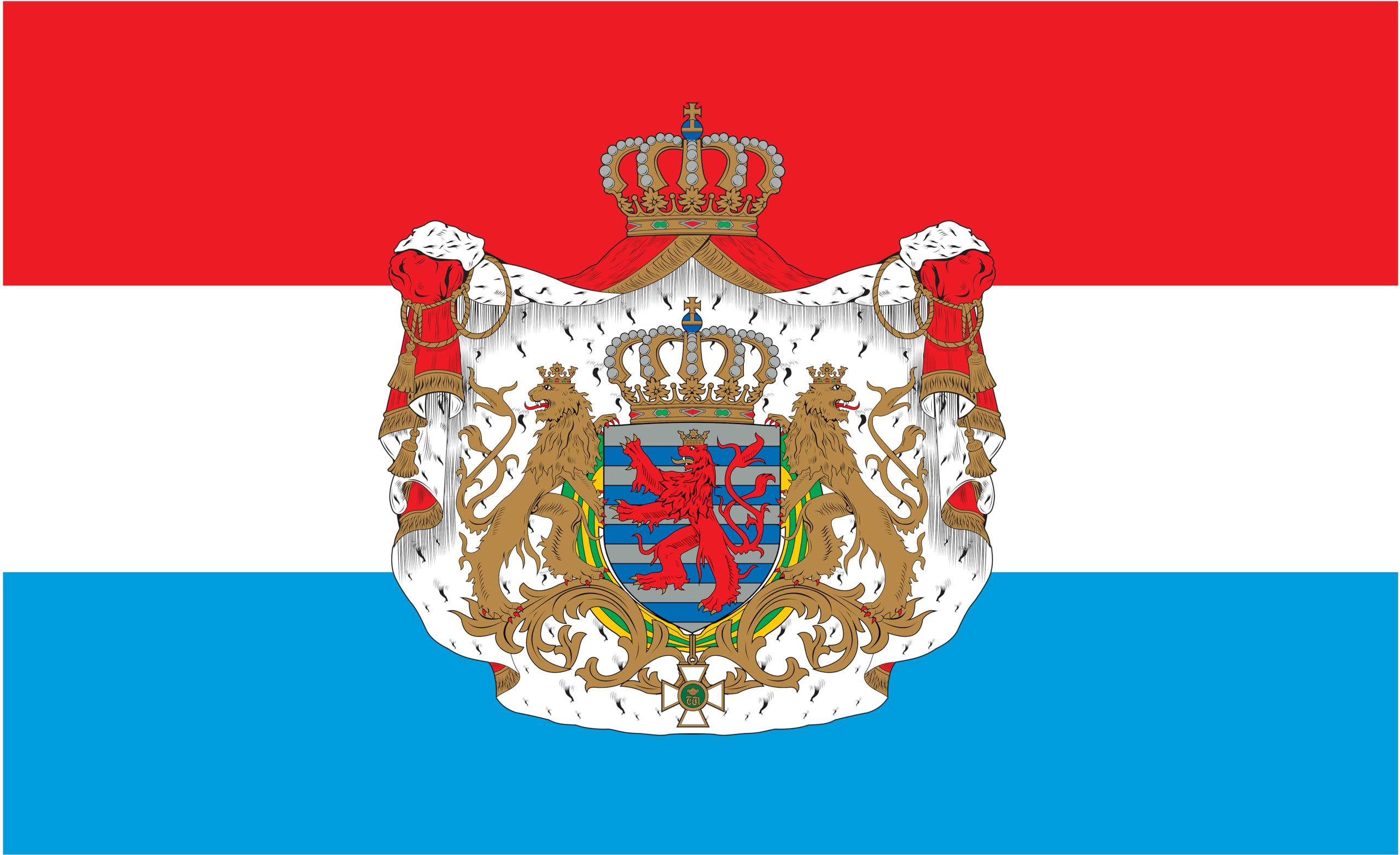 Drapeau du Luxembourg avec armoiries en tissu ultra résistant de qualité supérieure