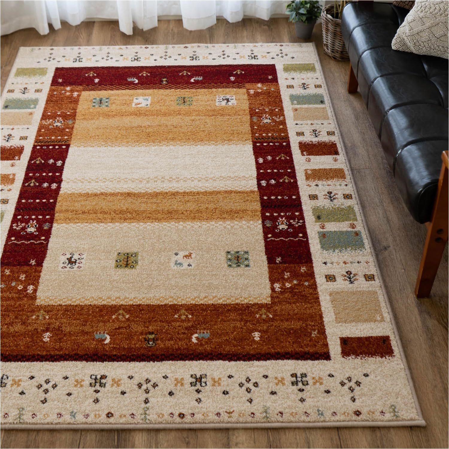 118x42cm ペルシャギャッベ ランナー (ギャベ) ペルシャ絨毯 ギャッベ