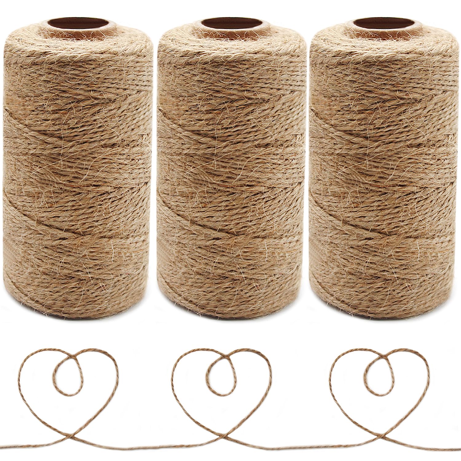Anvin 984 Feet Cotton Twine Natural Jute Twine Packing Twines Bakers Twine Kraft Twine Wrapping Butchers Baking Arts and Crafts Gardening(Pack of 3,
