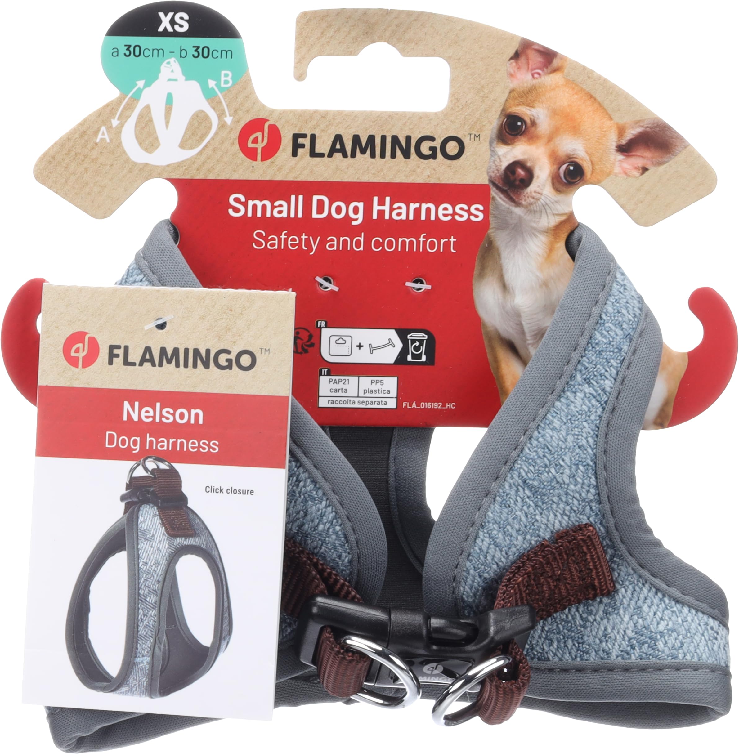 Flamingo Hund Geschirr Step&Go Nelson Blau XS 30cm 30cm