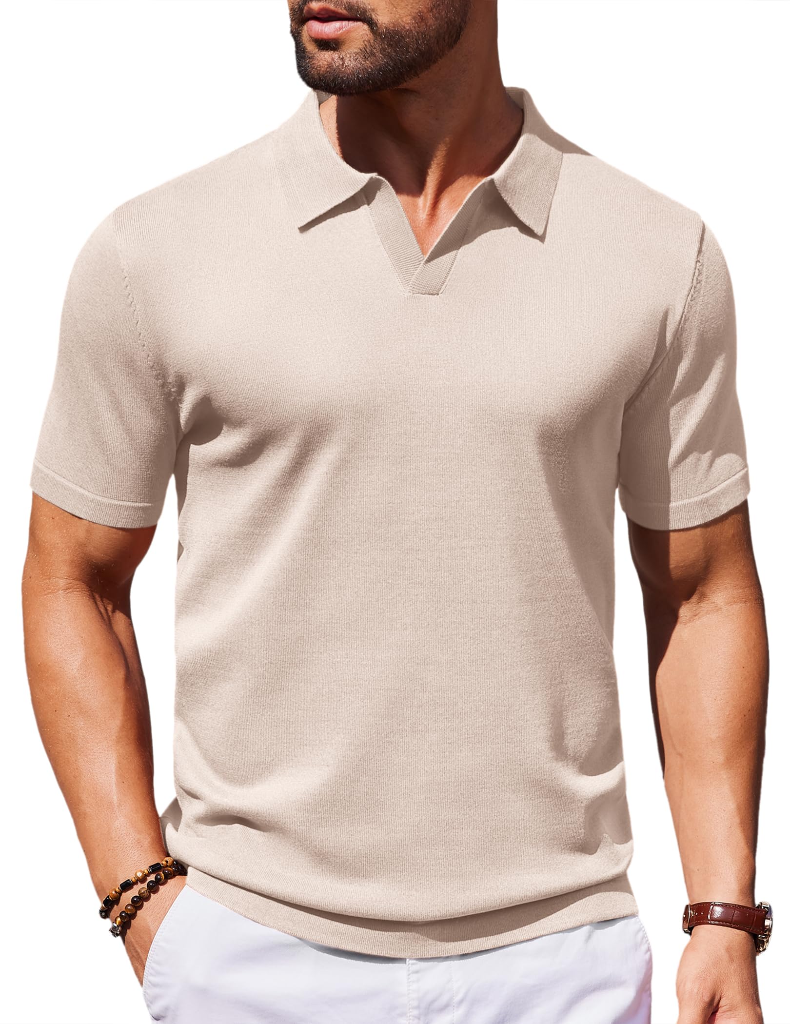 COOFANDY Strick Poloshirt Herren Kurzarm Sommer Polo Shirt Casual Golf Shirts Regular Fit