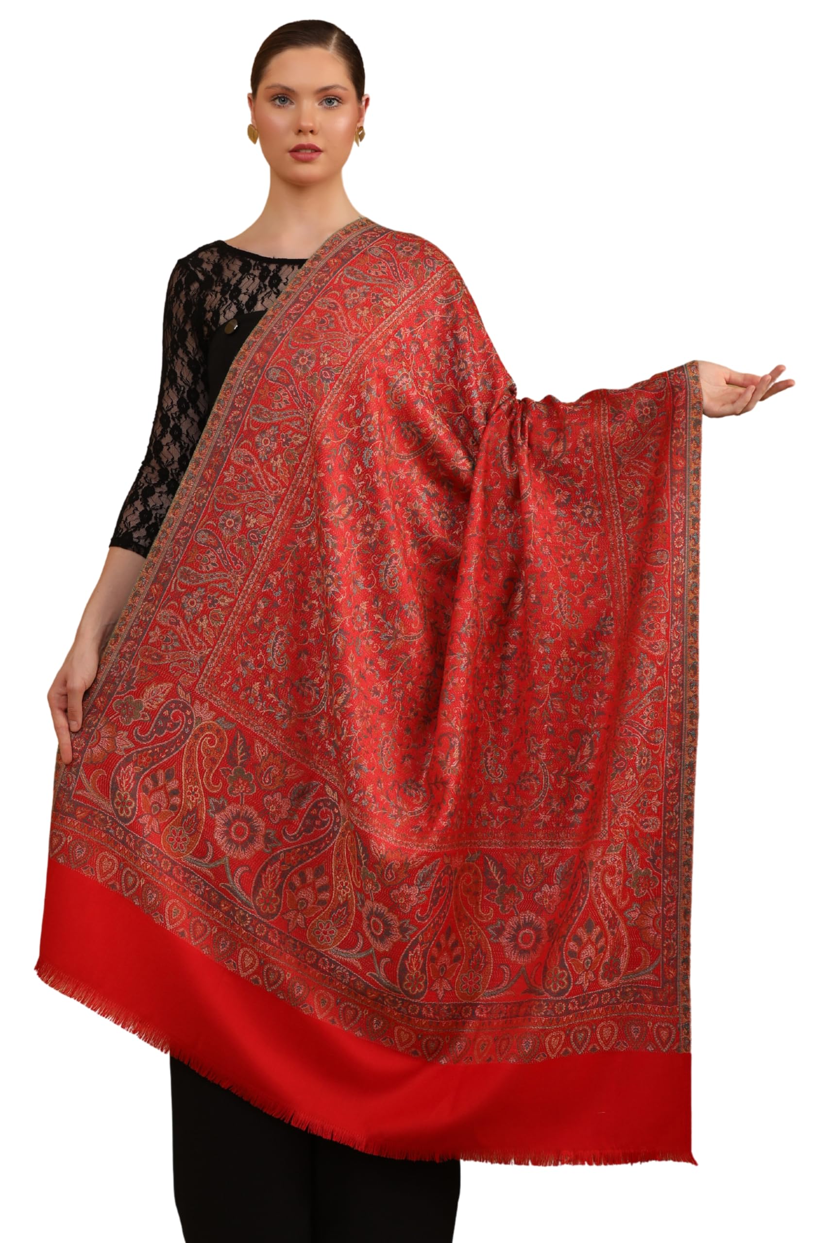 pashtush Womens Faux Pashmina Shawl, Jamawar Design-picture-28