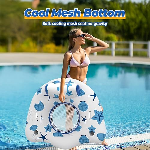 Miniatura 6 de Flotadores inflables de piscina para adultos, sillas flotantes con portavasos, flotadores de piscina resistentes para diversión acuática de verano,
