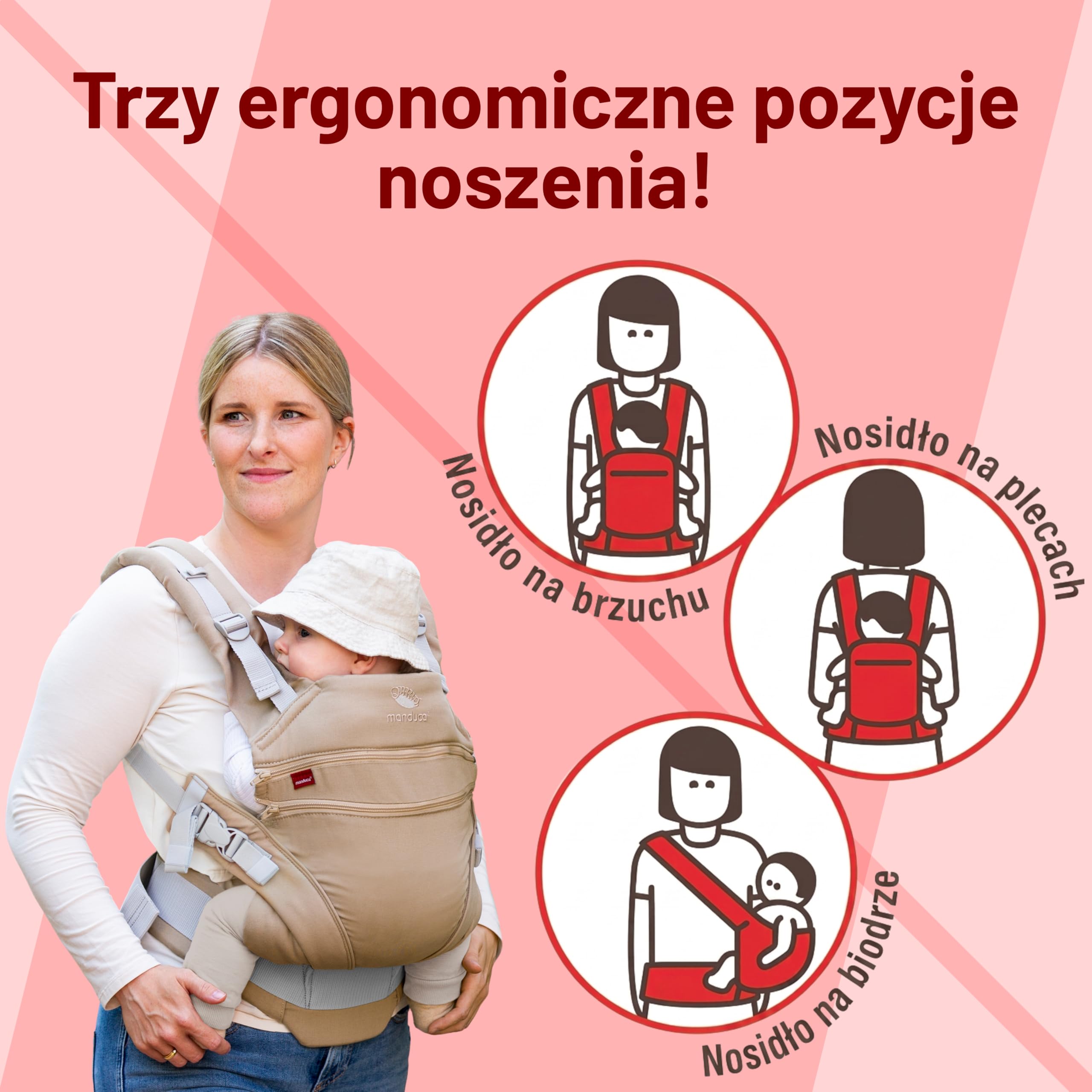 manduca Nosidełko dla niemowląt XT – All-In-One nosidełko dla noworodków od 3,5 kg i małych dzieci do 20 kg – ergonomiczne nosidełko dziecięce z regulowanym mostkiem – rozmiar uniwersalny, Rainbow