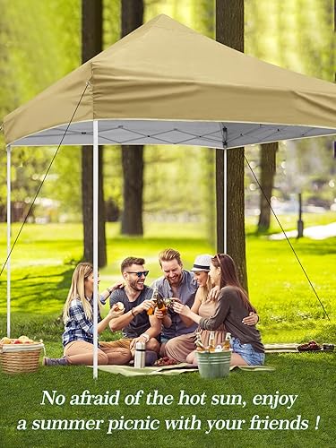 Miniatura 4 de Cubierta superior de repuesto para toldo, 9.5 x 9.5 pies, toldo desplegable con cuerdas, sombra impermeable al sol, tela Oxford recubierta plateada