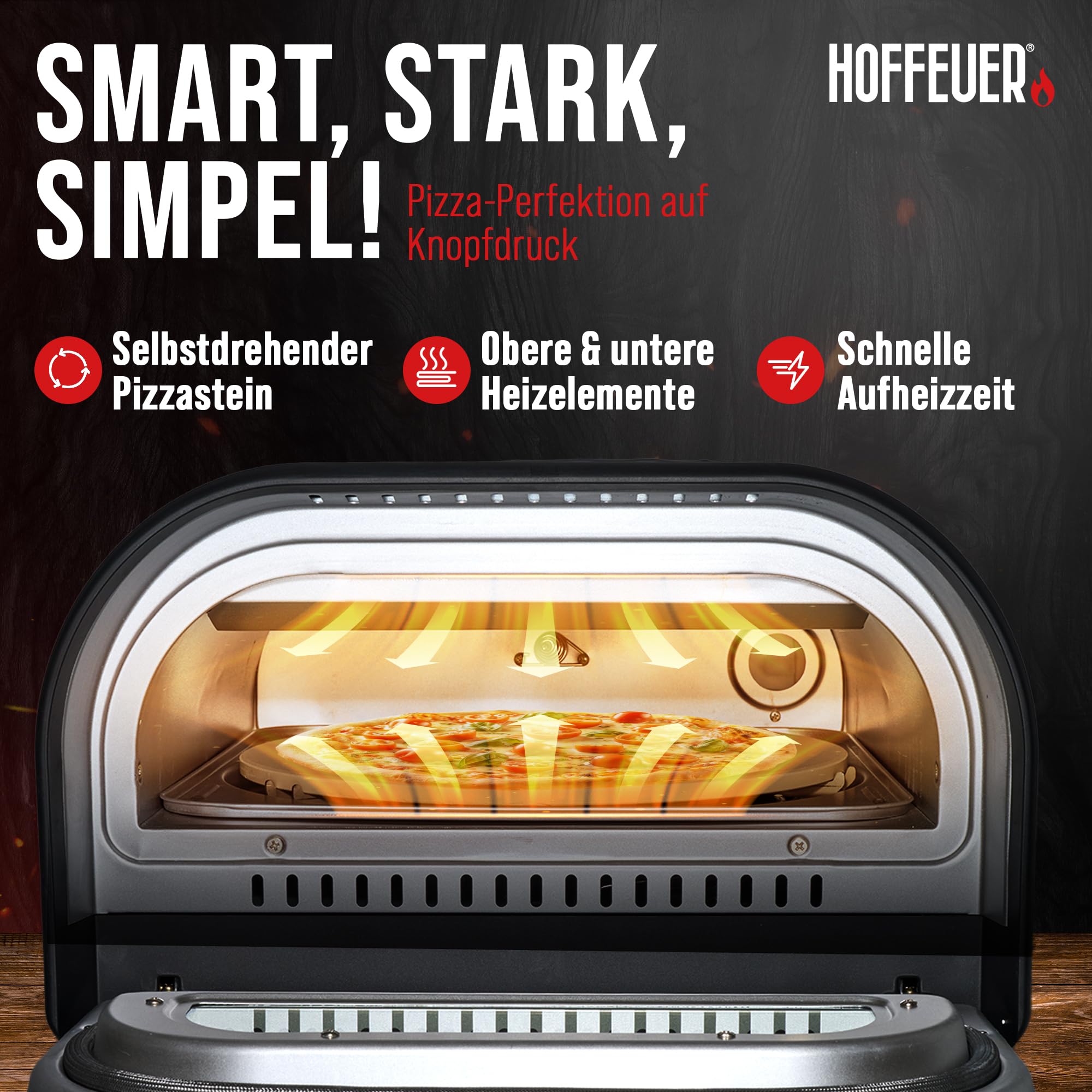 Horno eléctrico para pizza – Horno eléctrico profesional para pizza para el hogar con piedra para pizza, función giratoria y accesorios | Pizza como del horno de piedra, horno para tartas