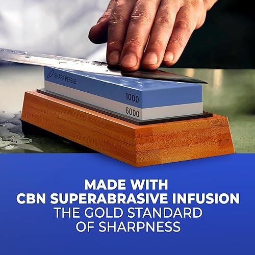 Miniatura 3 de Piedra de afilar cuchillos Whetstone 1000/6000 de primera calidad con gravilla doble. La mejor piedra de afilar para la cocina. Base antideslizante