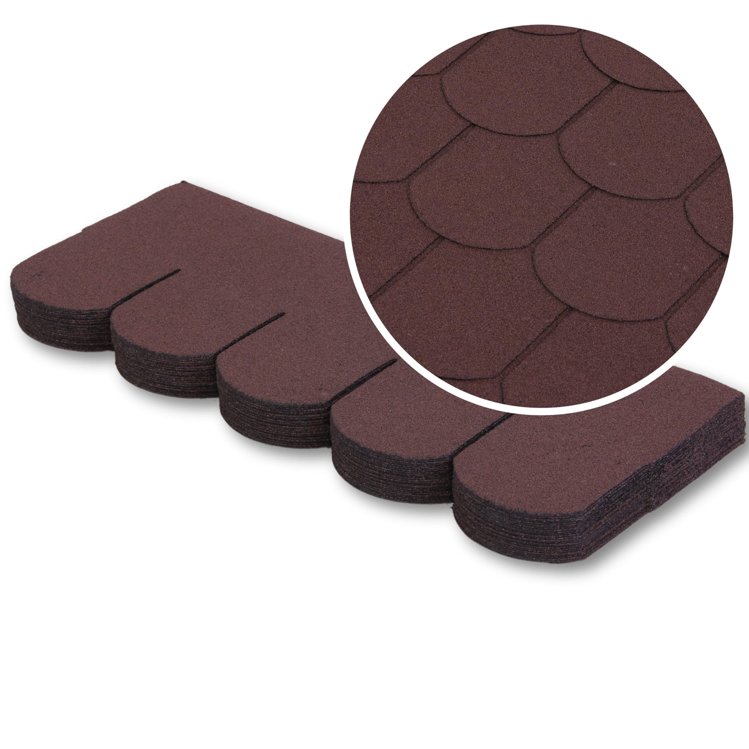 (Brown, Fish Scale) Premium Bitumen Roof Felt Shingles Heavy Duty Asphalt Roof Shingles 5061027359835