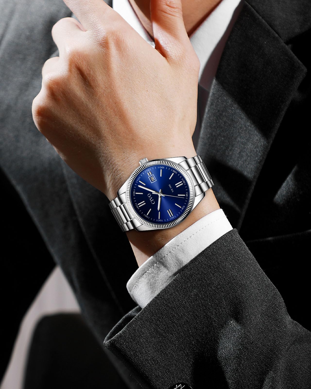CIVO Montre Homme Business Analogique: Montre Quartz Etanche en Acier Inoxydable ou Cuir - Cadran Clair avec Aiguilles Lumineuses et Affichage Date pour Hommes d'affaires Professionnels
