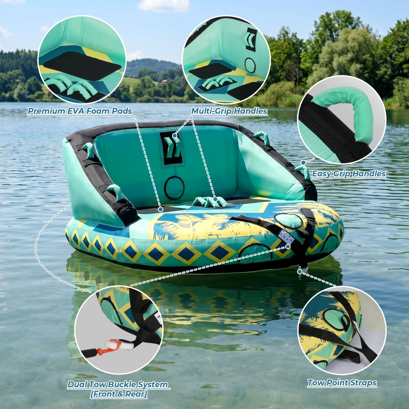 SMOOL Schleppreifen aufblasbar Towable Tube Nylon PVC 1-3 Personen