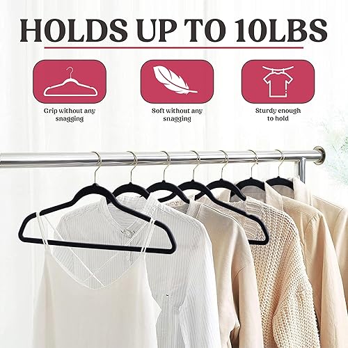 Miniatura 4 de LDC - Perchas de terciopelo negro, paquete de 30 unidades, antideslizantes, de alta calidad, para abrigos, pantalones, colgadores de fieltro para